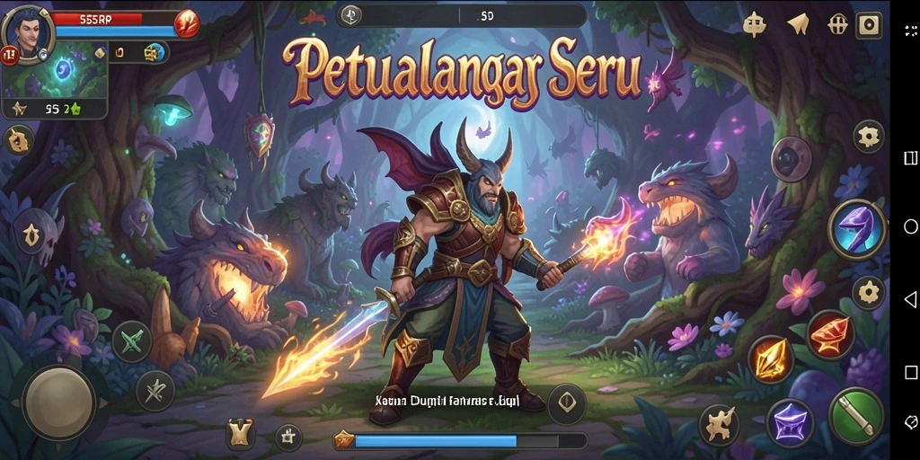 Screenshot gameplay <strong>55RP</strong> yang menunjukkan aksi petualangan yang mendebarkan.