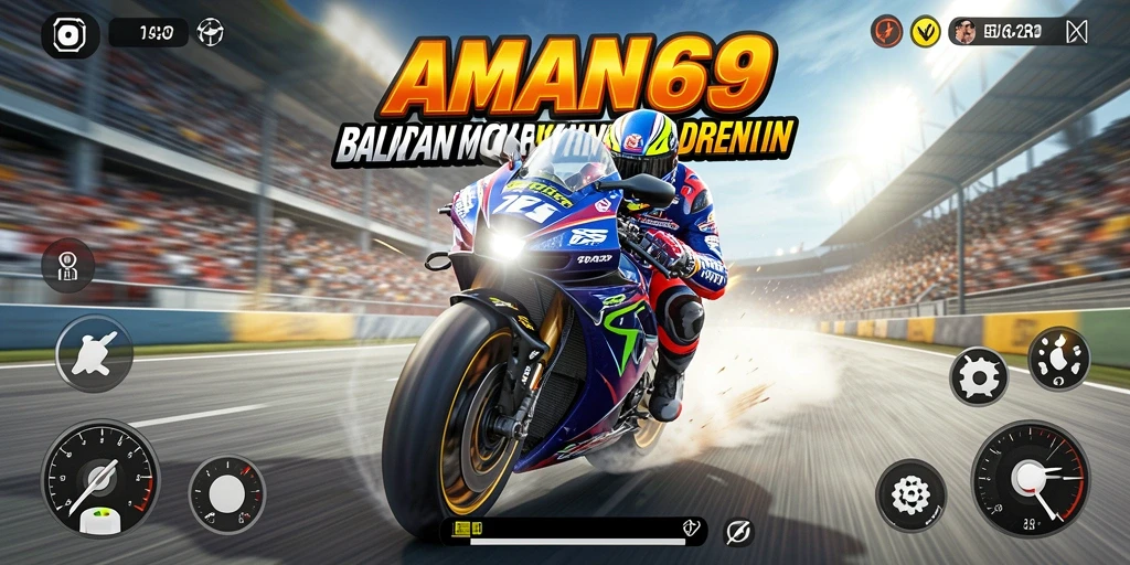 Gameplay balapan motor yang seru dan mendebarkan di AMAN69.