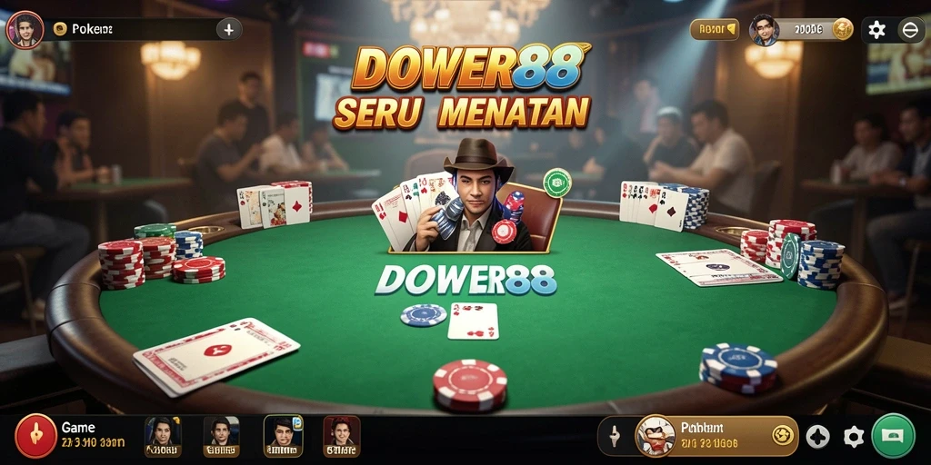 Screenshot DOWER88 menampilkan aksi seru permainan poker.