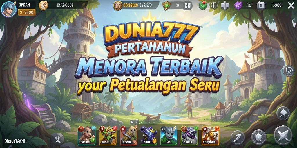 Tampilan gameplay DUNIA777 dengan menara yang strategis.