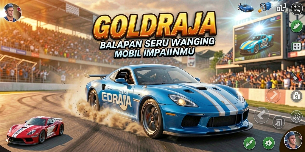 Tampilan gameplay menegangkan saat balapan di <strong>GOLDRAJA</strong>