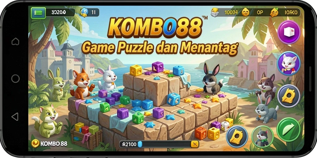 Tampilan gameplay KOMBO88 dengan teka-teki yang menarik.