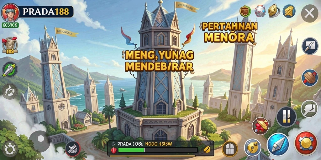 Gameplay seru Tower Defense di PRADA188 dengan menara strategis.