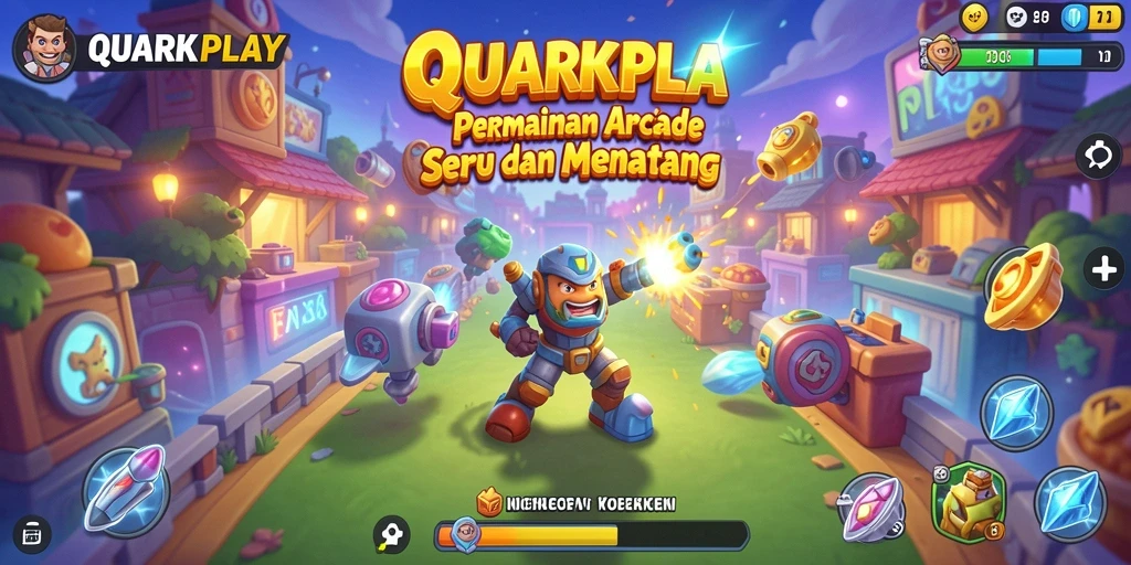 Tampilan gameplay seru dalam QUARKPLAY dengan tantangan Arcade yang mendebarkan.