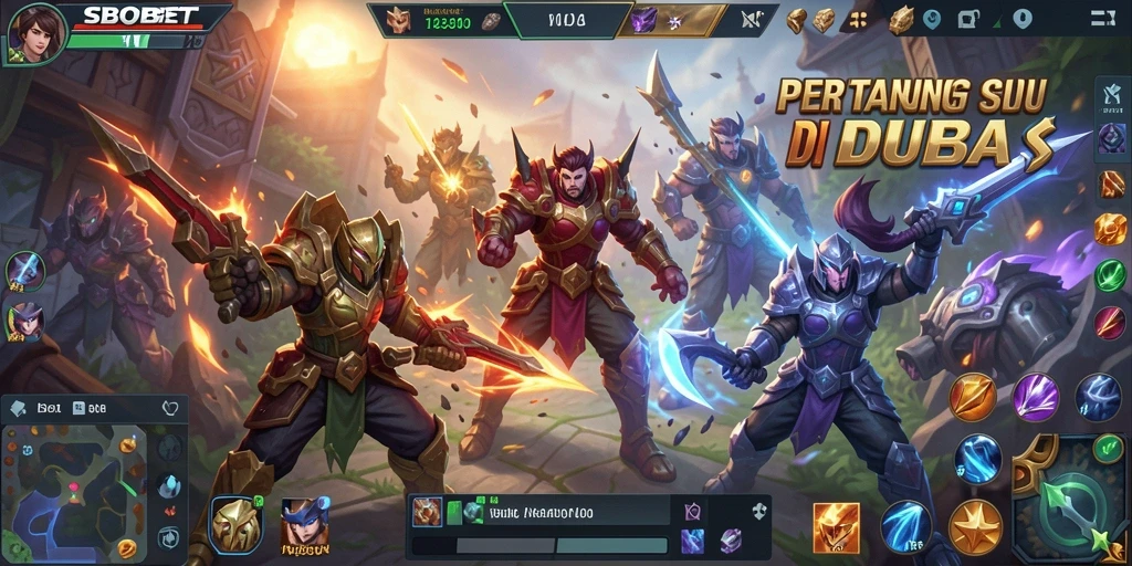 Tampilan aksi seru dalam gameplay MOBA SBOBET.