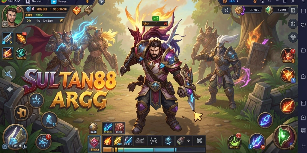 Screenshot gameplay SULTAN88 menampilkan pertempuran epik di dunia fantasi.